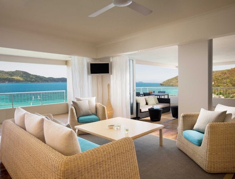 Living area in a one bedroom terrace suite - Reef View Hotel Hamilton Island