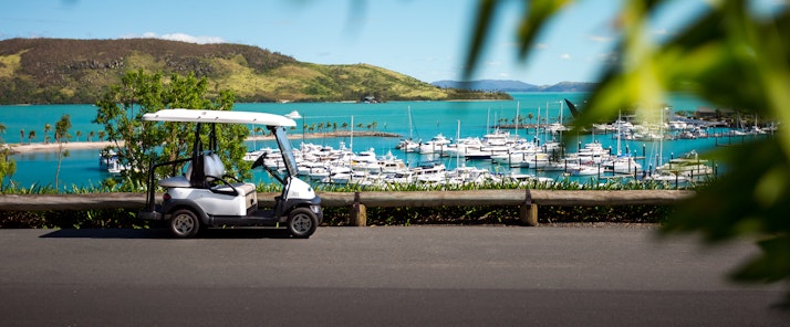 Golf buggy at Hamilton Island marina hire