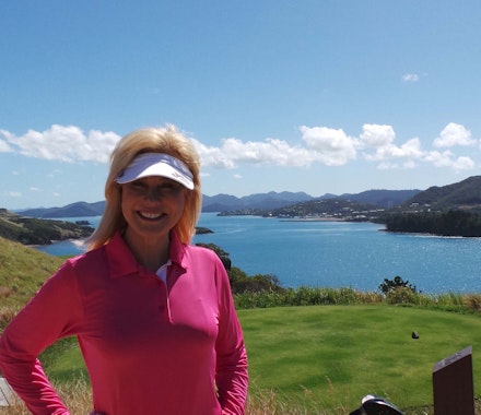 Kerrie Anne Kennerley enjoys her golf holiday on Hamilton Island