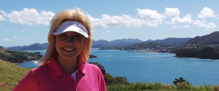Kerrie Anne Kennerley enjoys her golf holiday on Hamilton Island