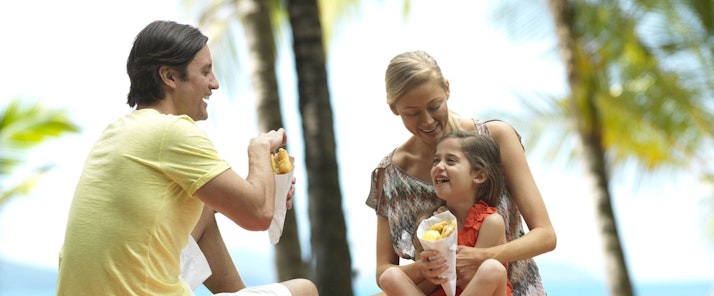 Enjoy some local fish and chips from Popeyes Restaurant - Hamilton Island family holiday 