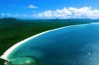 See the amazing Whitehaven Beach from the air - romantic holidays Hamilton Island 