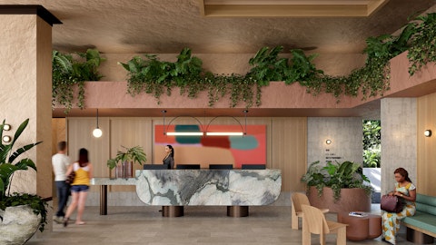 Artist's impression - Hotel Reception at The Sundays - A new boutique hotel for families on Hamilton Island in the heart of  Australia's Great Barrier Reef.