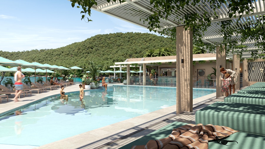 Artist's impression of The Sundays pool and bar - A new boutique hotel for families on Hamilton Island in the heart of Australia's Whitsundays and the Great Barrier Reef.